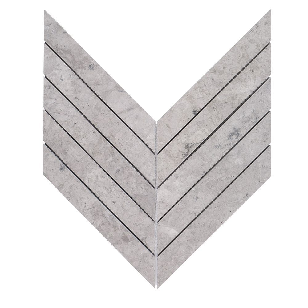 Chevron Mosaic 10.5" x 14.25" Tunisian Grey Straight Shot