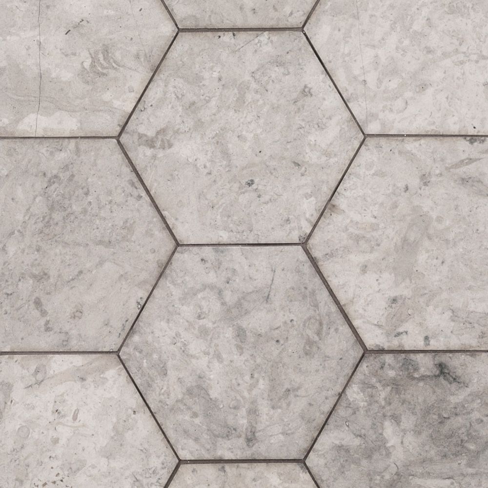 Hexagon Field Tile 5.125" x 6" 5.125" x 6" Tunisian Grey Straight Shot