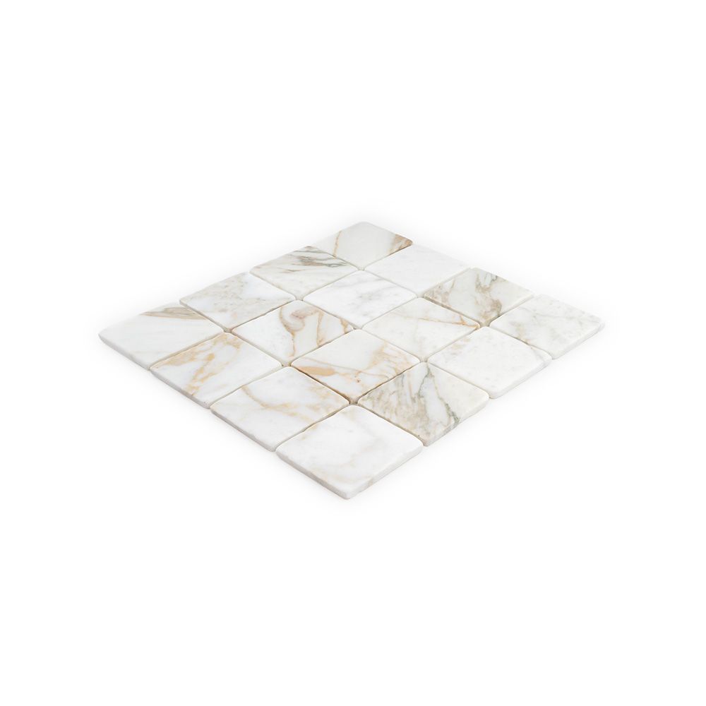 Cobblestone Mosaic 12.25" x 12.25" Calacatta Oro Straight Shot