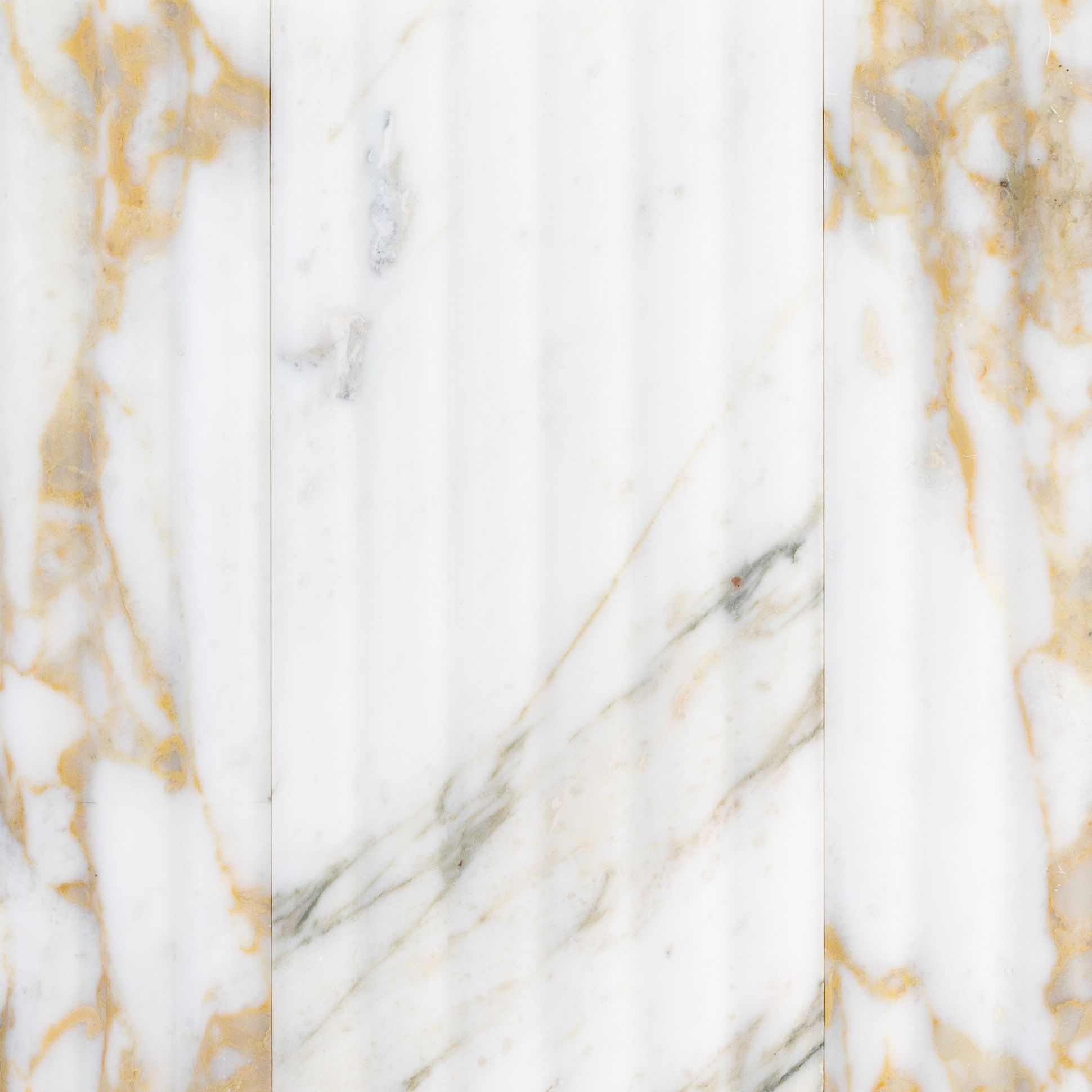 Fluted Field Tile 6" x 12" 6" x 12" Calacatta Oro Straight Shot