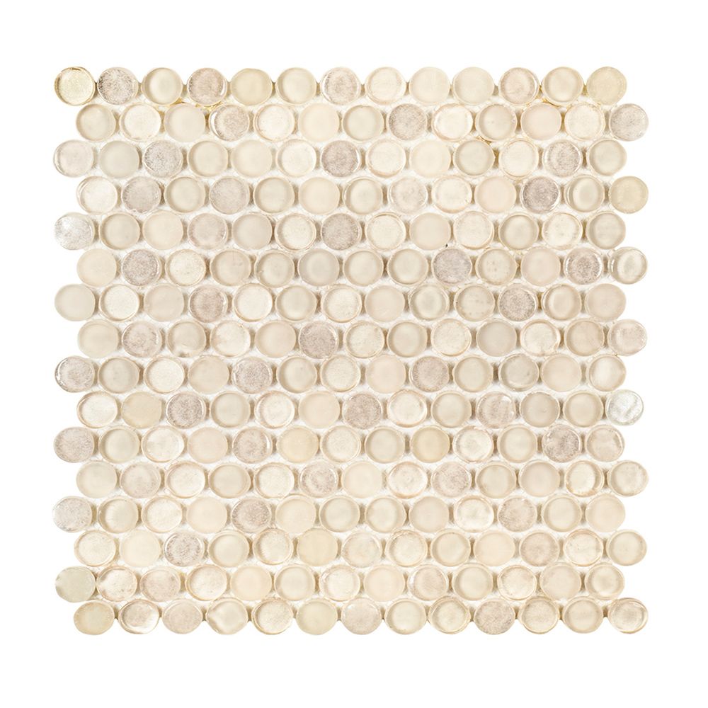 3/4" Penny Round Mosaic 11.125" x 11.875" Champagne Straight Shot