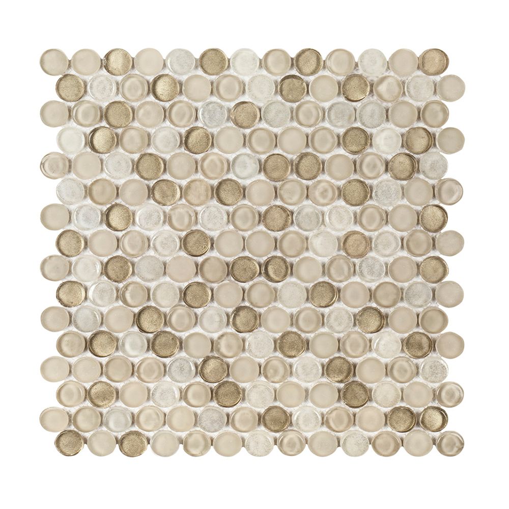 3/4" Penny Round Mosaic 11.125" x 11.875" Hazel Straight Shot