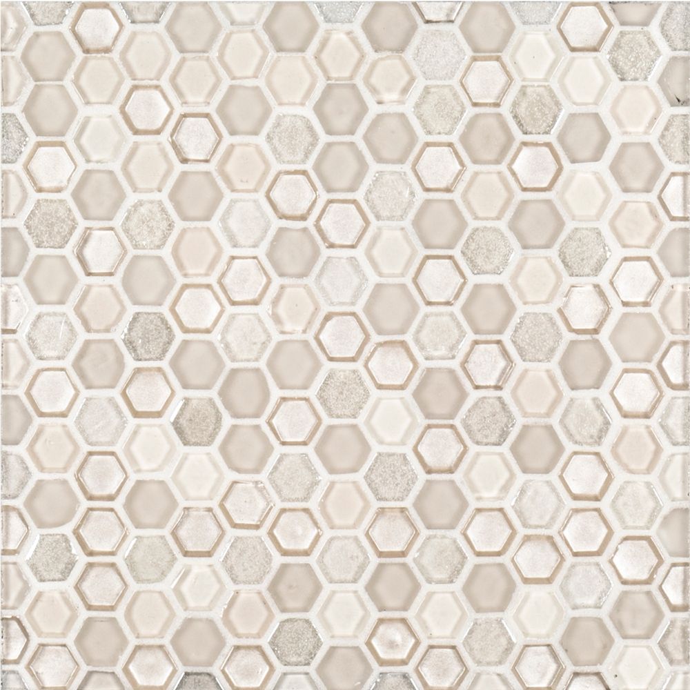 5/8" Hexagon Mosaic 11" x 11.25" Champagne Straight Shot