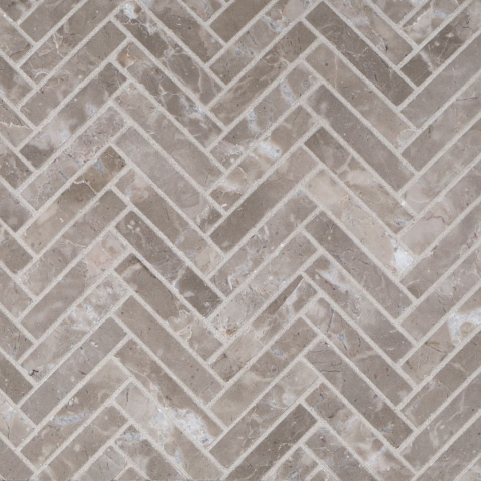 Herringbone Styx Mosaic 10.875" x 11.375" Suede Straight Shot