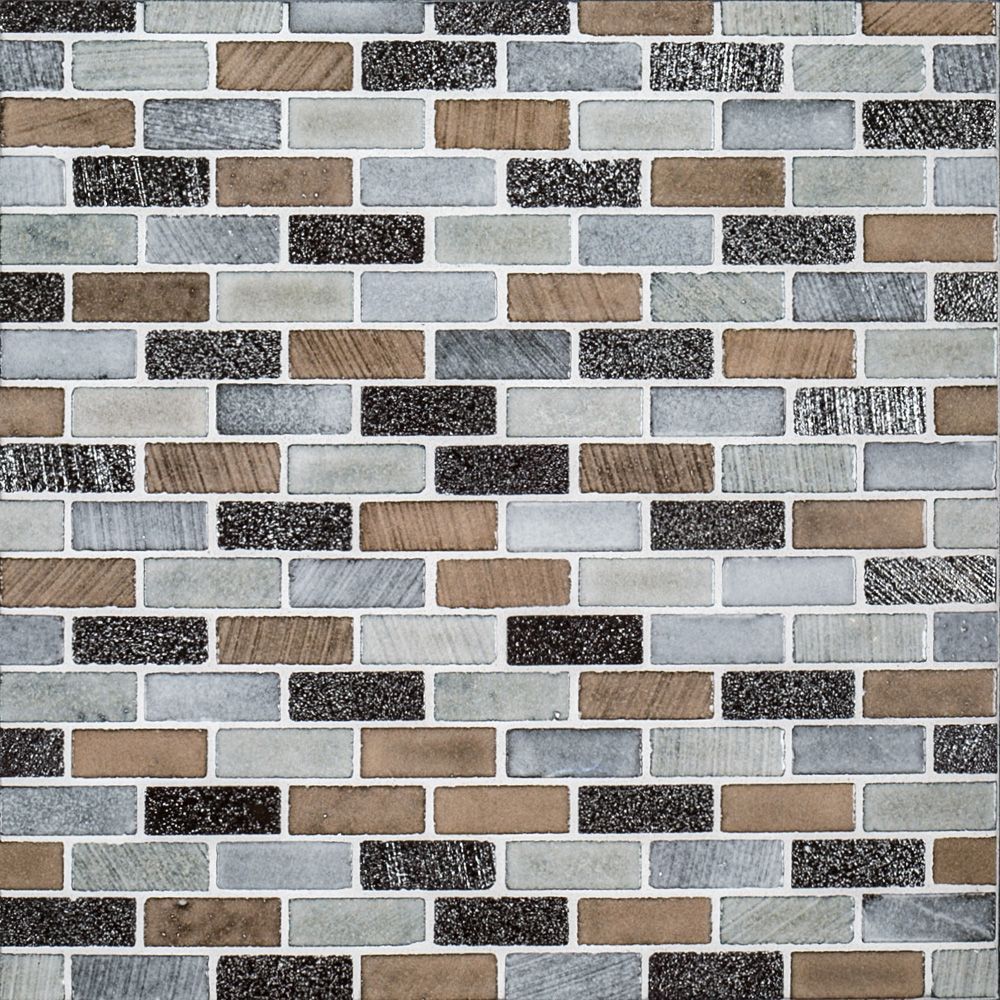 Mini Brick Mosaic 11.375" x 11.625" Reclaimed Straight Shot