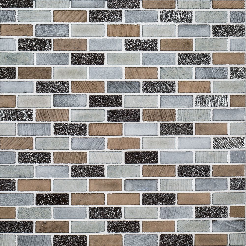 Mini Brick Mosaic 11.375" x 11.625" Reclaimed Straight Shot