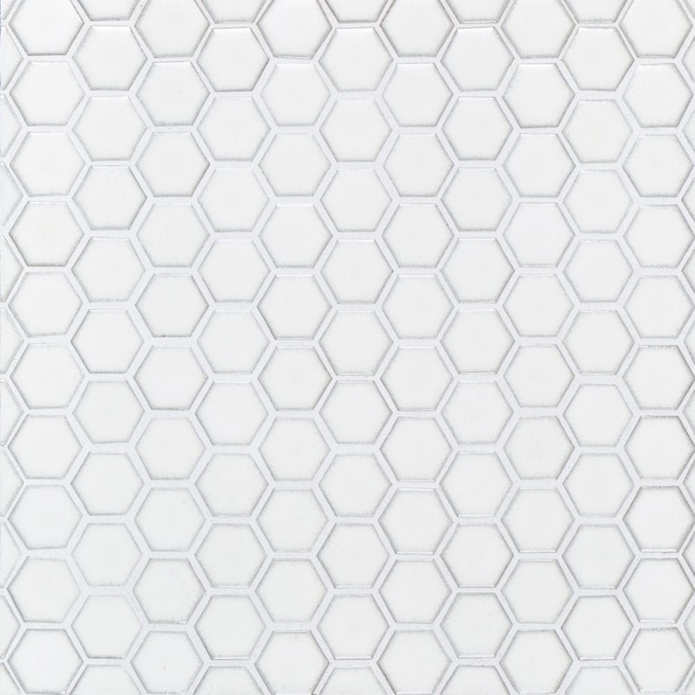 1" Hexagon Mosaic 11.25" x 11.25" Ivory Straight Shot