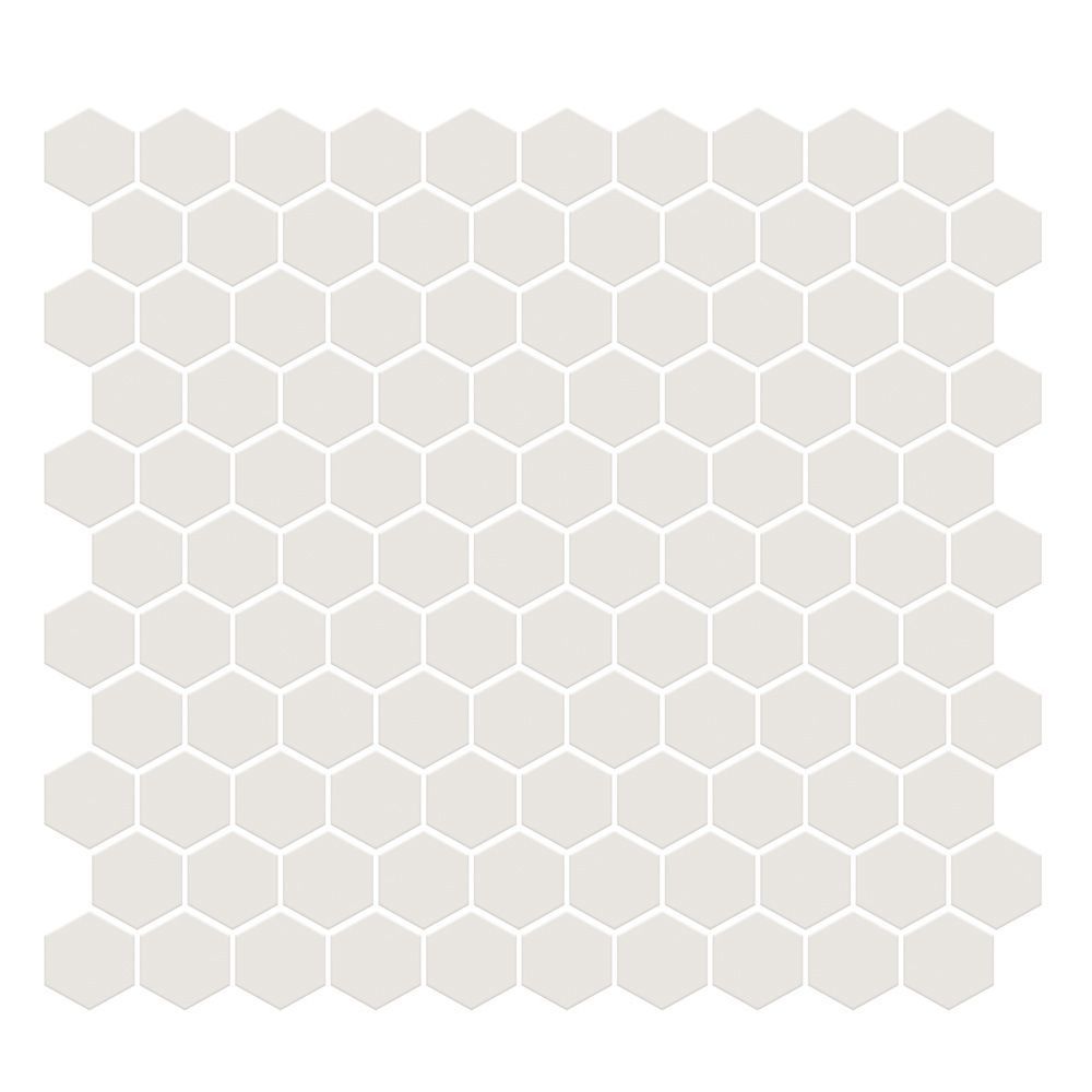 1" Hexagon Mosaic 11" x 11.375" Gloss Mountain Fog Straight Shot