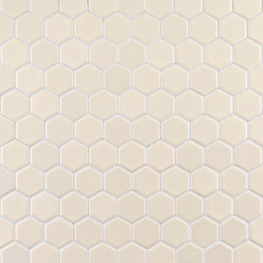 1" Hexagon Mosaic 11" x 11.375" Matte Crisp Breeze Straight Shot