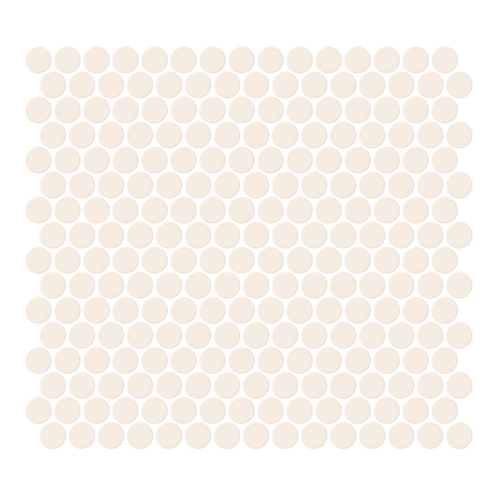 3/4" Penny Round Mosaic 11.375" x 12.25" Matte Crisp Breeze Straight Shot