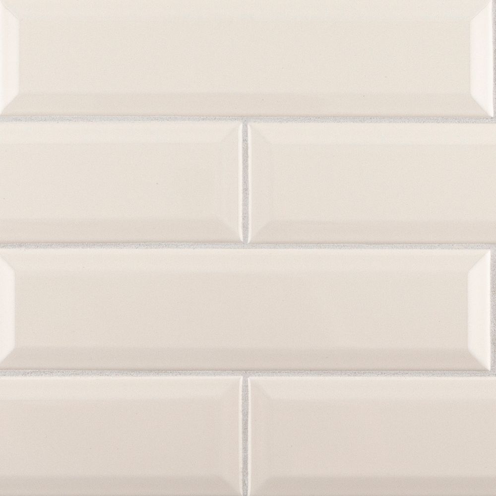 Beveled Field Tile 3" x 12" 3" x 12" Gloss Crisp Linen Straight Shot