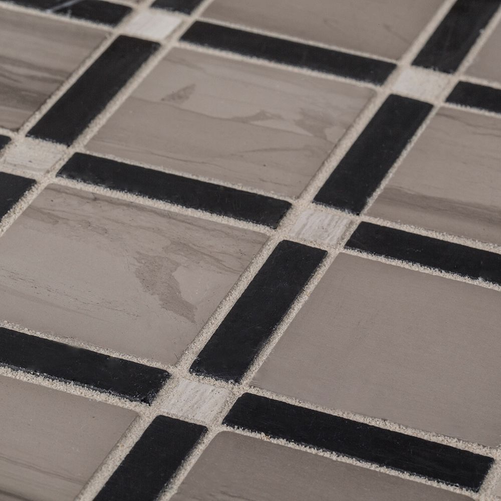 Sleek Mosaic 12" x 12" Sleek A (Taupe/Black) Straight Shot