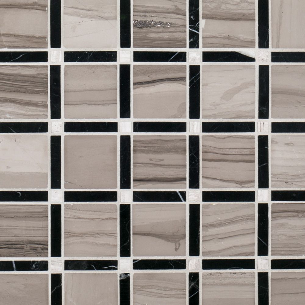 Sleek Mosaic 12" x 12" Sleek A (Taupe/Black) Straight Shot