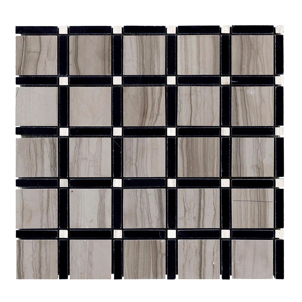 Sleek Mosaic 12" x 12" Sleek A (Taupe/Black) Straight Shot