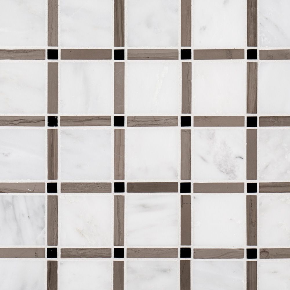 Sleek Mosaic 12" x 12" Sleek B (White/Taupe) Straight Shot