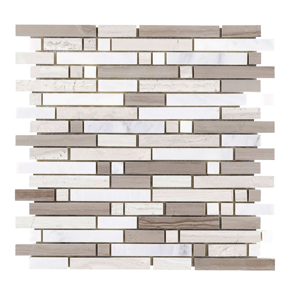 Modish Mosaic 11.75" x 12" Modish A (Grey/Taupe/White) Straight Shot