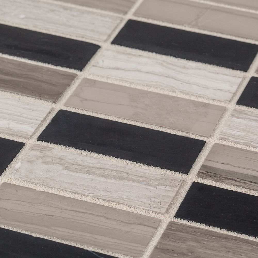 Modernique Mosaic 12" x 12" Modernique A (Grey/Taupe/Black) Straight Shot