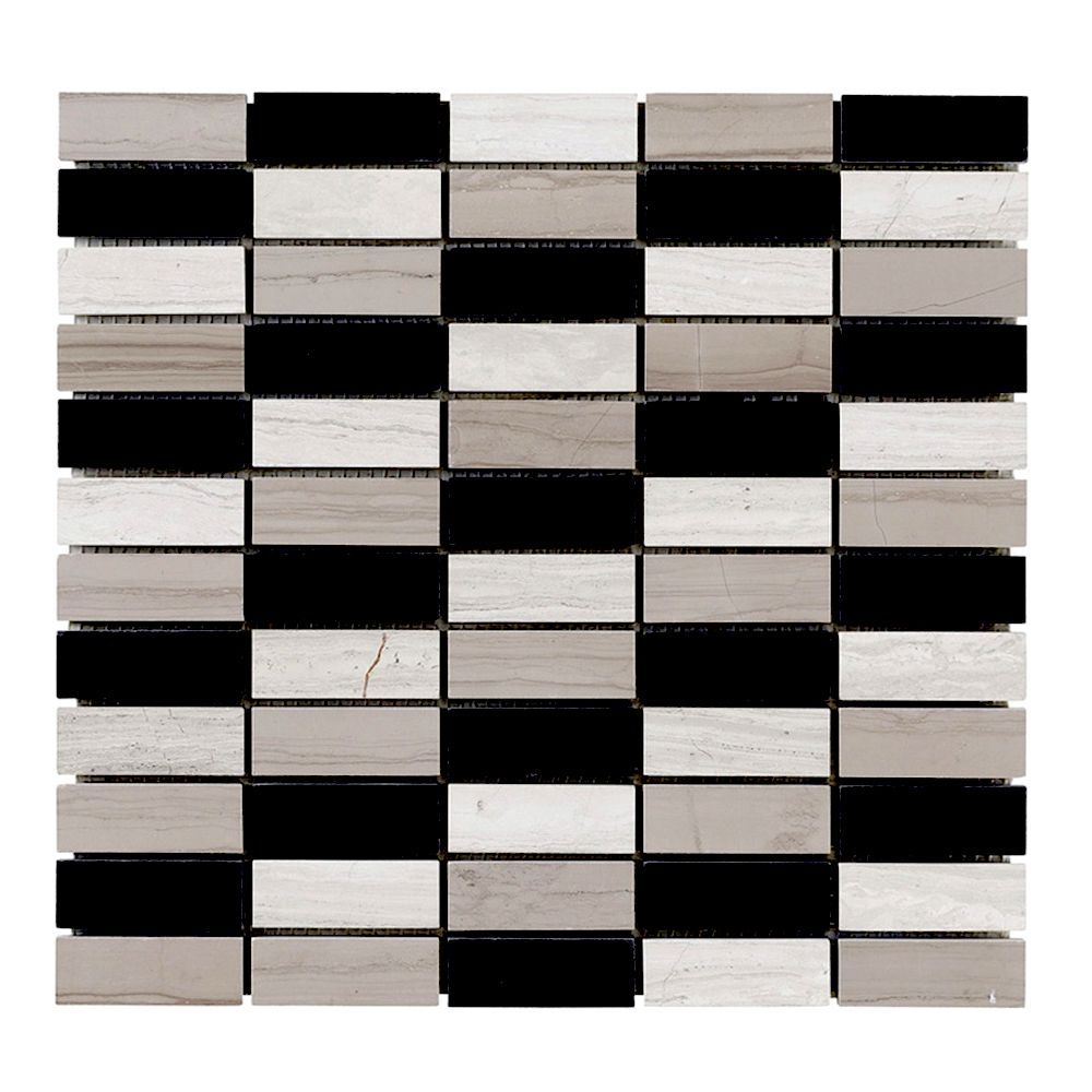 Modernique Mosaic 12" x 12" Modernique A (Grey/Taupe/Black) Straight Shot