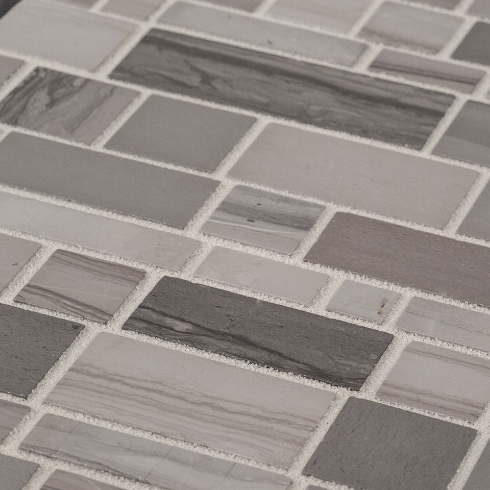 Moderna Mosaic 12" x 12.375" Moderna B (Transitional Taupe) Straight Shot