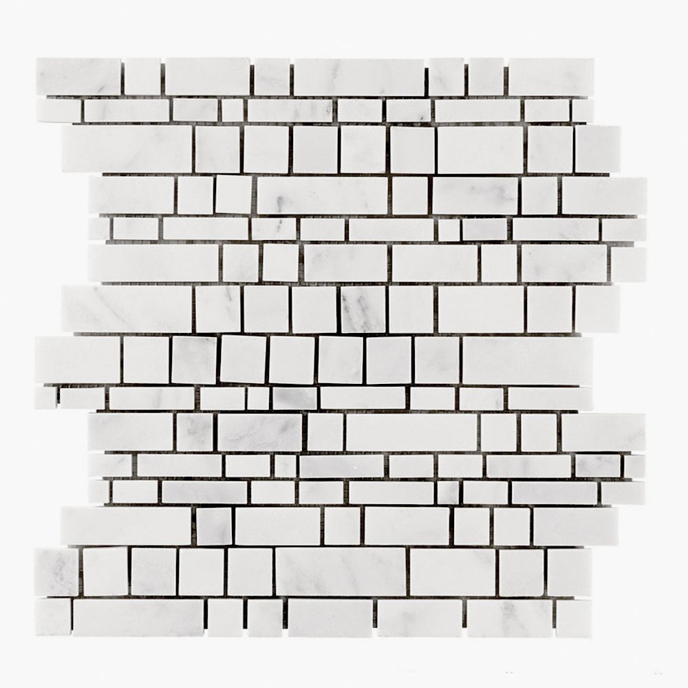 Moderna Mosaic 12" x 12.375" Moderna D (West End White) Straight Shot