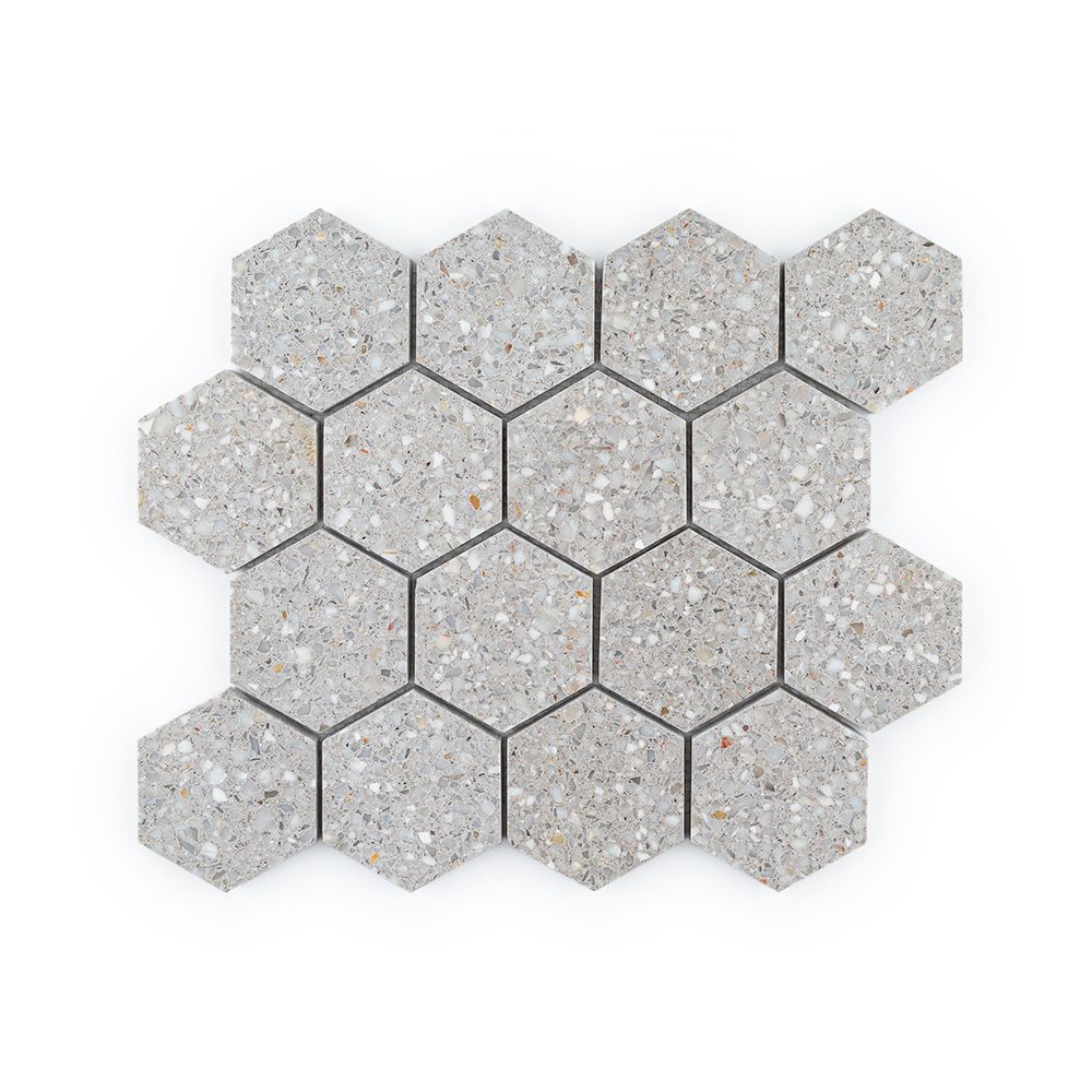 3" Hexagon Mosaic 10.5" x 12.125" Gibson Straight Shot