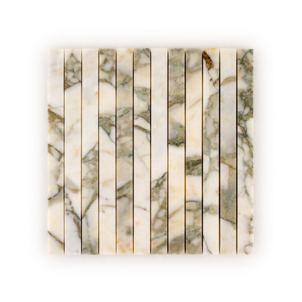 Proper Pillar Mosaic 11.75" x 11.75" Calacatta Verde Straight Shot