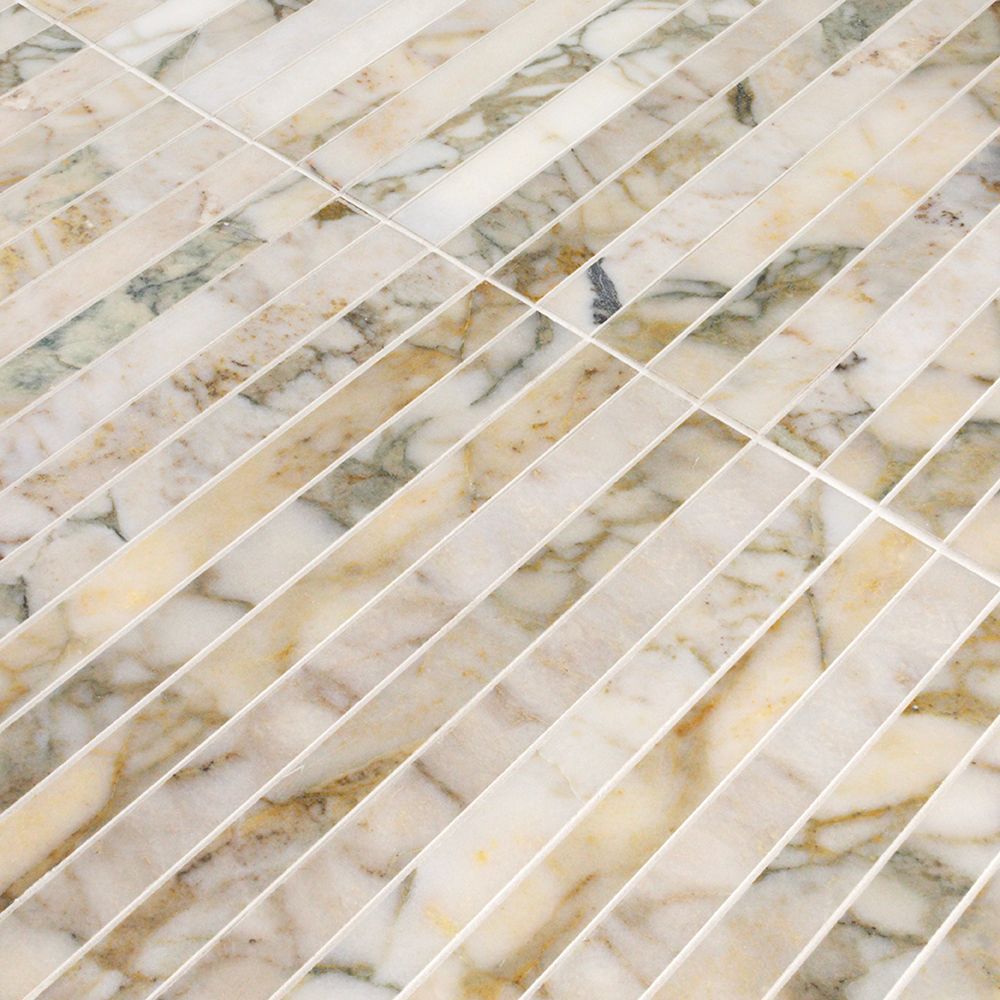 Proper Pillar Mosaic 11.75" x 11.75" Calacatta Verde Straight Shot