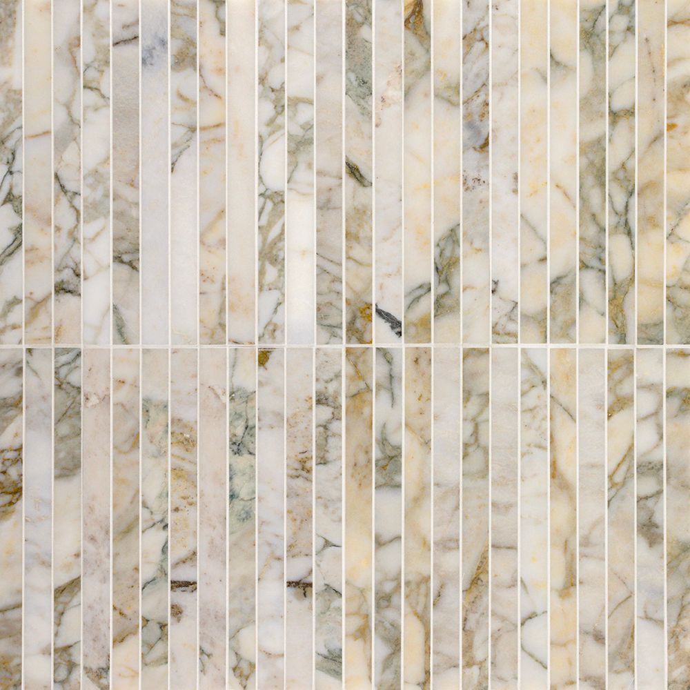 Proper Pillar Mosaic 11.75" x 11.75" Calacatta Verde Straight Shot