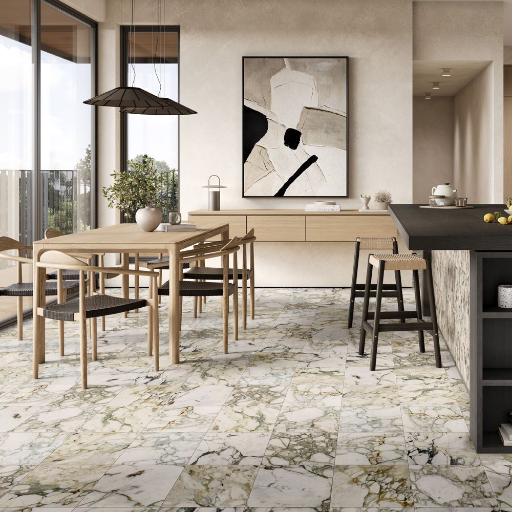 Field Tile 12" x 12" 12" x 12" Honed Calacatta Verde Straight Shot