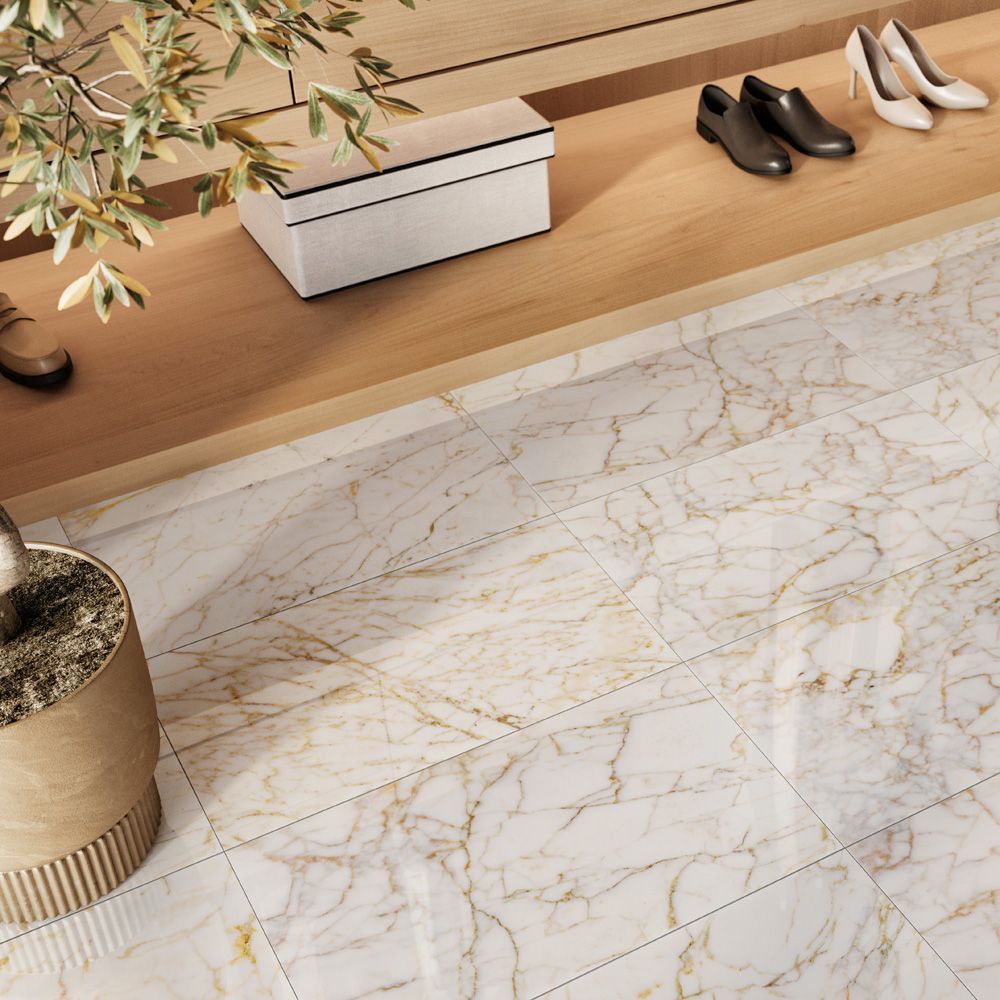 Field Tile 12" x 24" 12" x 24" Polished Afyon Gold Straight Shot