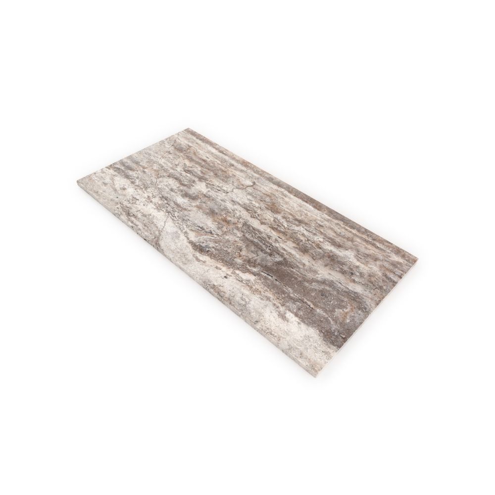 Field Tile 12" x 24" 12" x 24" Honed Silver Travertine Straight Shot