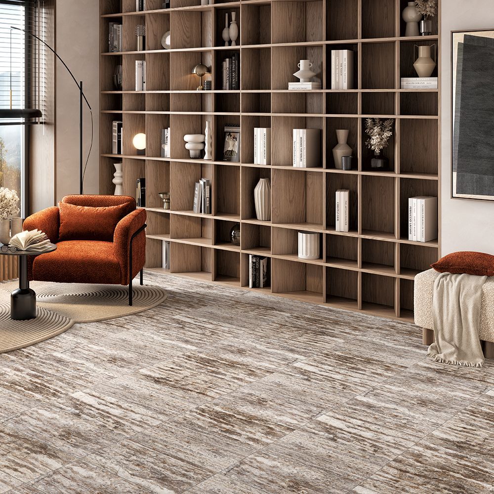 Field Tile 12" x 24" 12" x 24" Honed Silver Travertine Straight Shot