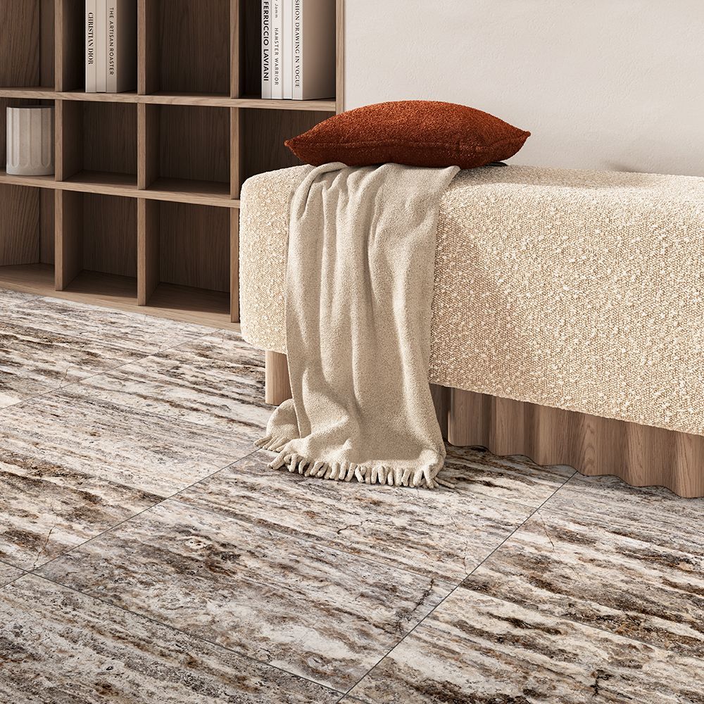 Field Tile 12" x 24" 12" x 24" Honed Silver Travertine Straight Shot