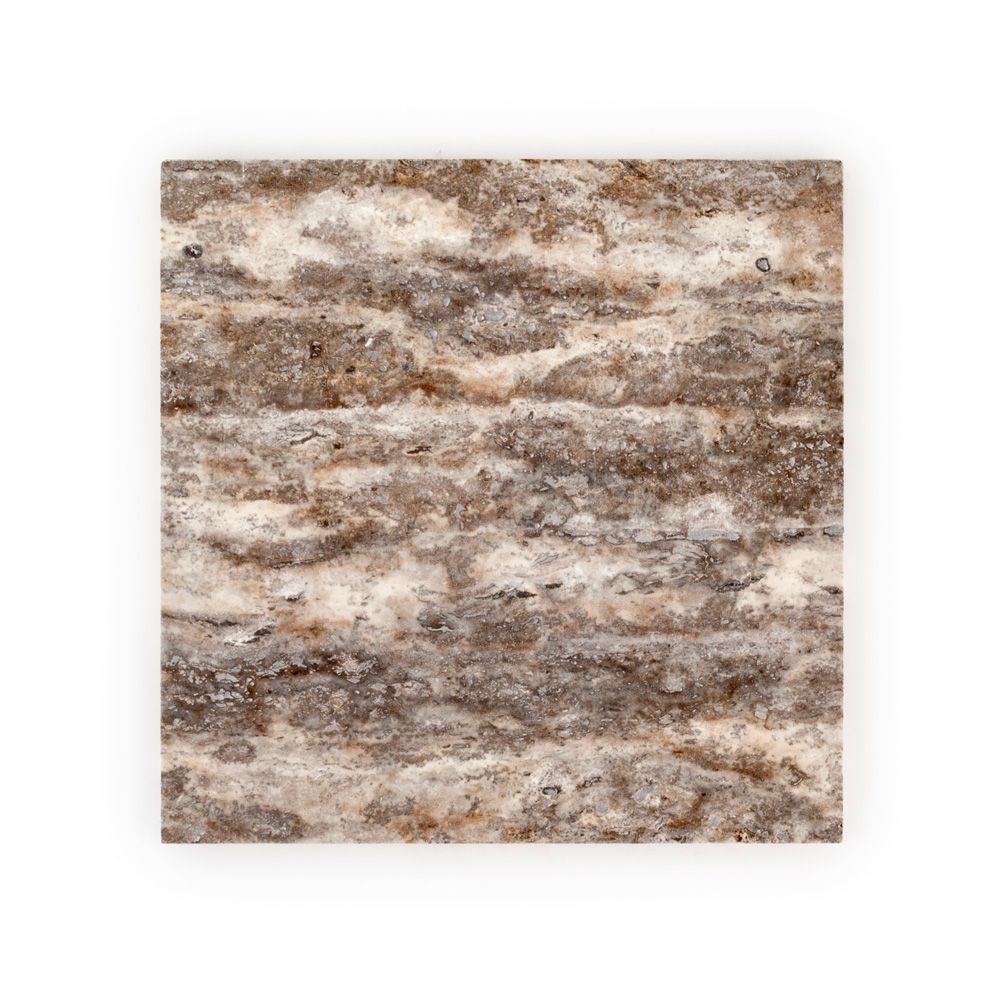 Field Tile 12" x 12" 12" x 12" Honed Silver Travertine Straight Shot