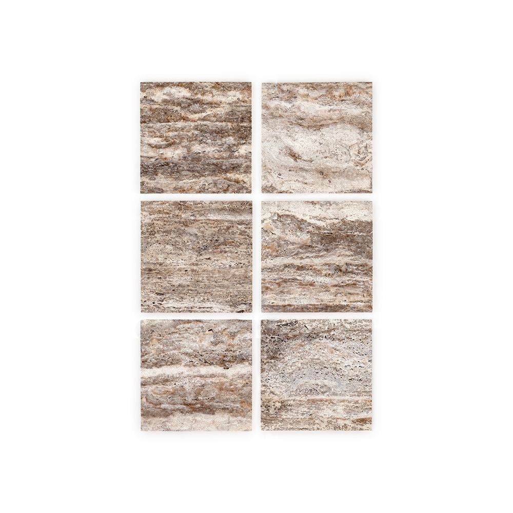 Field Tile 12" x 12" 12" x 12" Honed Silver Travertine Straight Shot