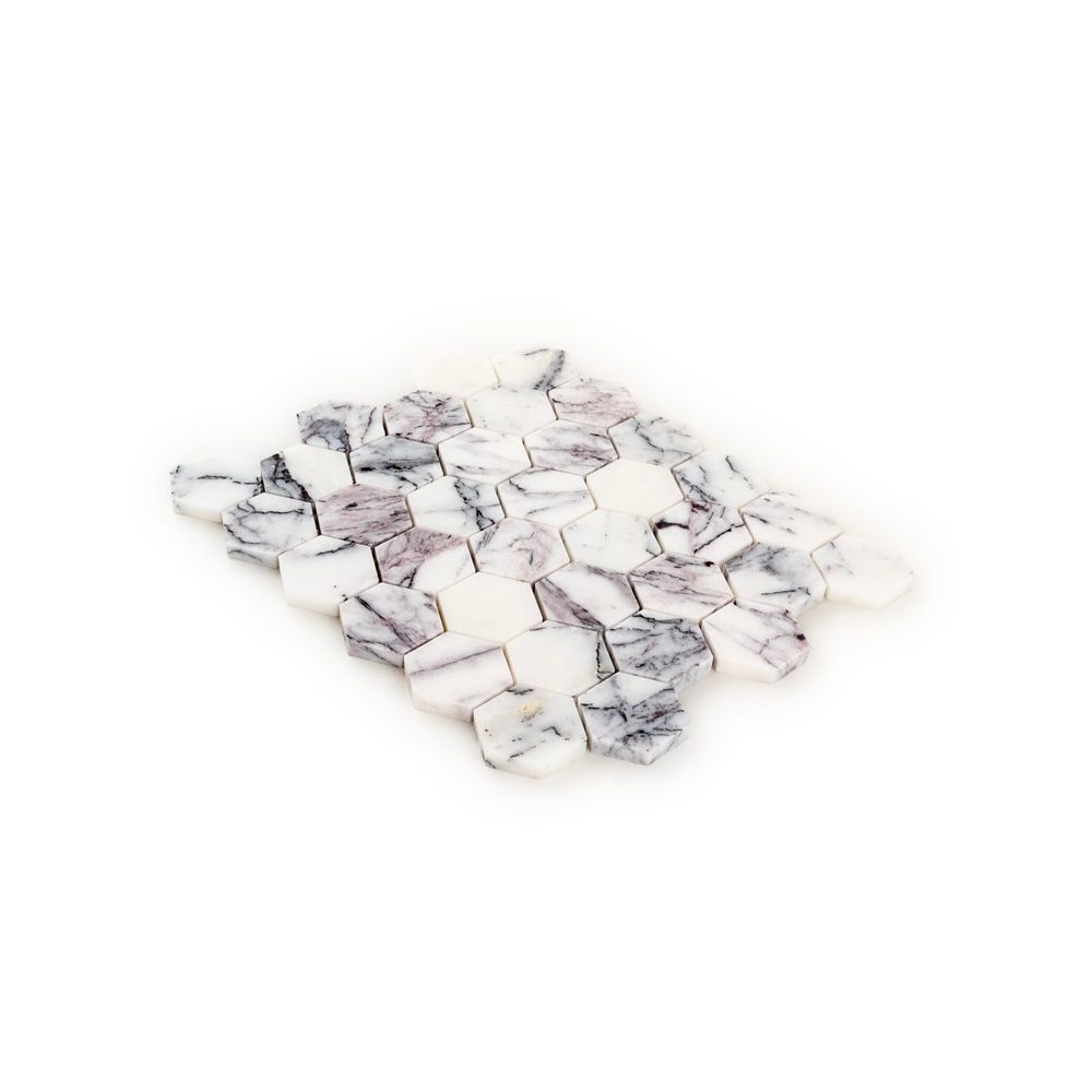 2" Hexagon Mosaic 10.25" x 11.625" Lilac Straight Shot