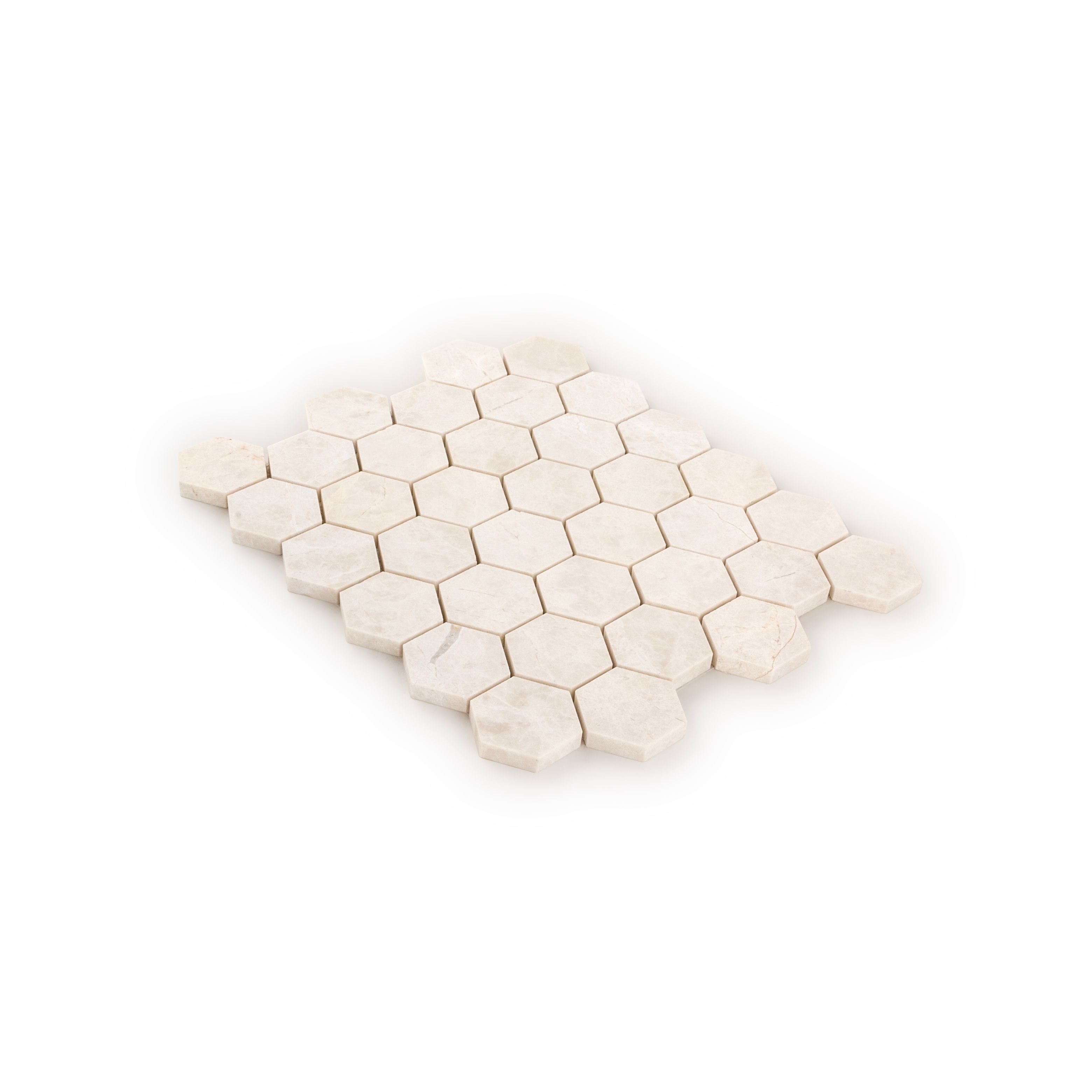 2" Hexagon Mosaic 10.25" x 11.625" Vanilla Straight Shot
