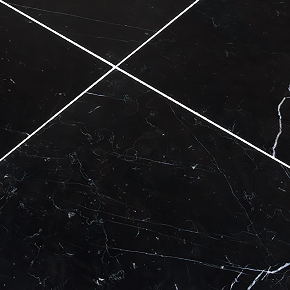 Field Tile 12" x 12" 12" x 12" Honed Nero Marquina Straight Shot