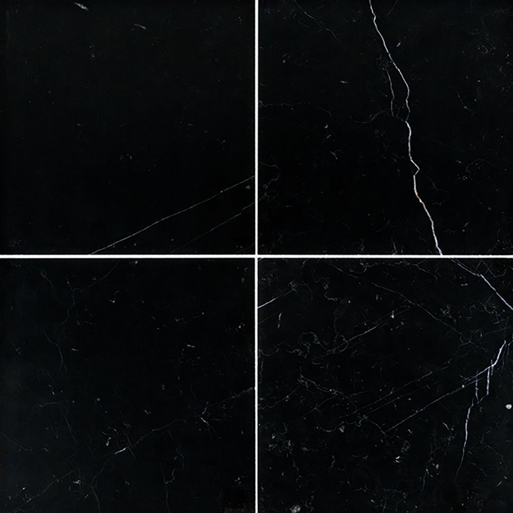 Field Tile 12" x 12" 12" x 12" Honed Nero Marquina Straight Shot