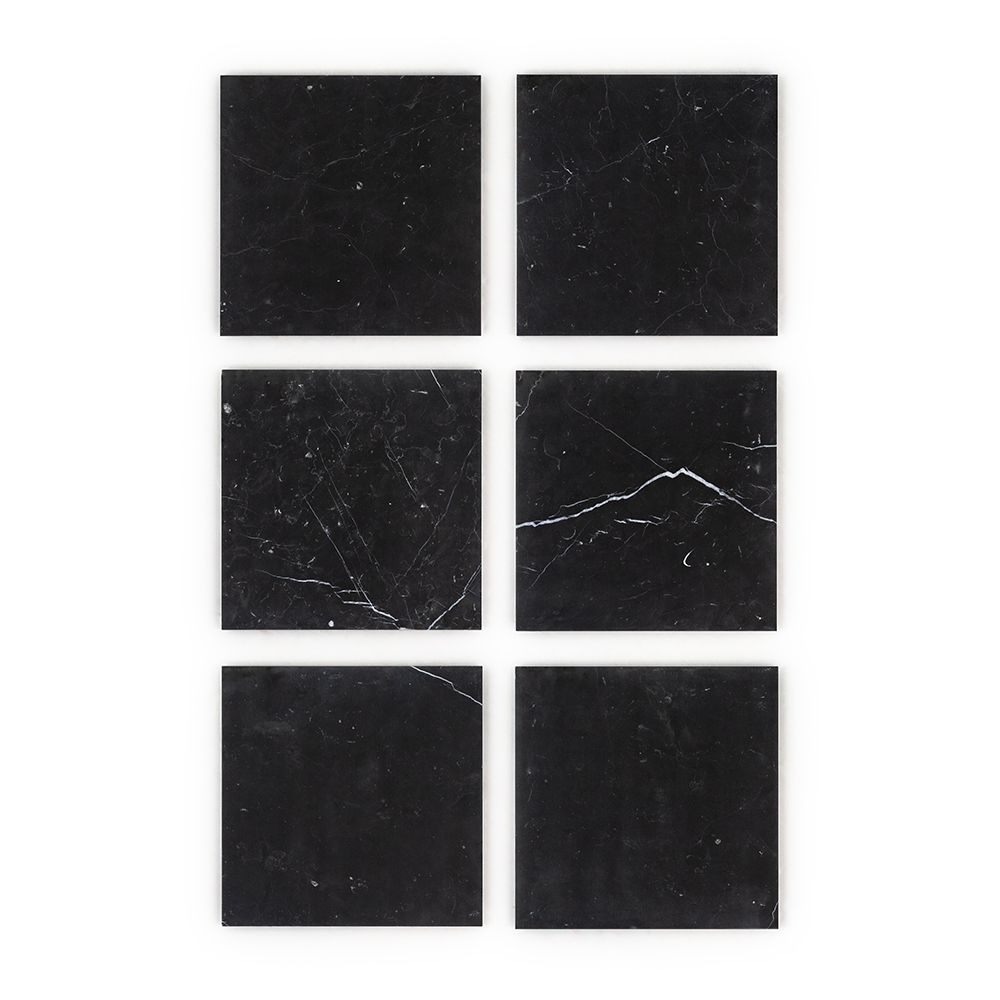 Field Tile 12" x 12" 12" x 12" Honed Nero Marquina Straight Shot