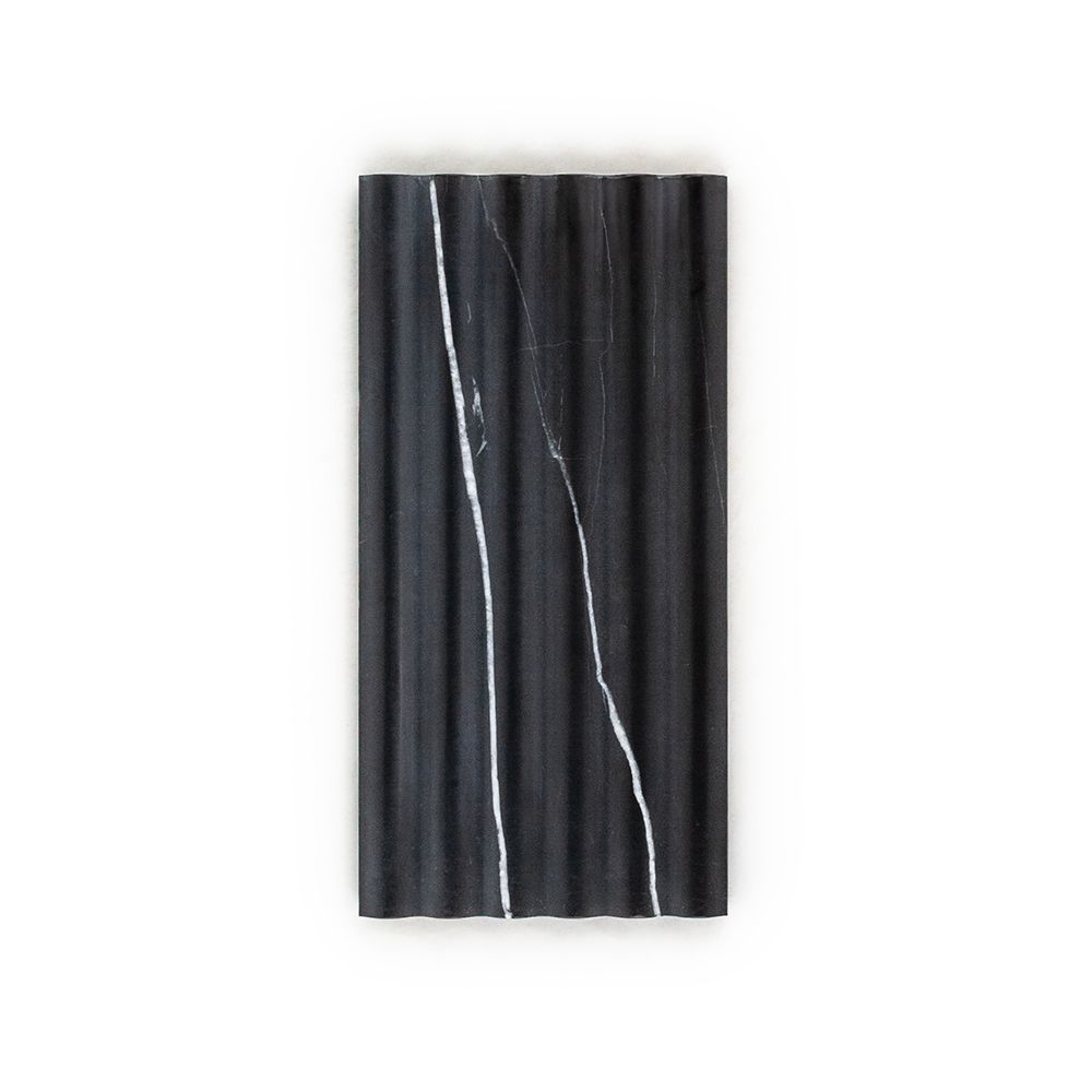 Fluted Field Tile 6" x 12" 6" x 12" Nero Marquina Straight Shot