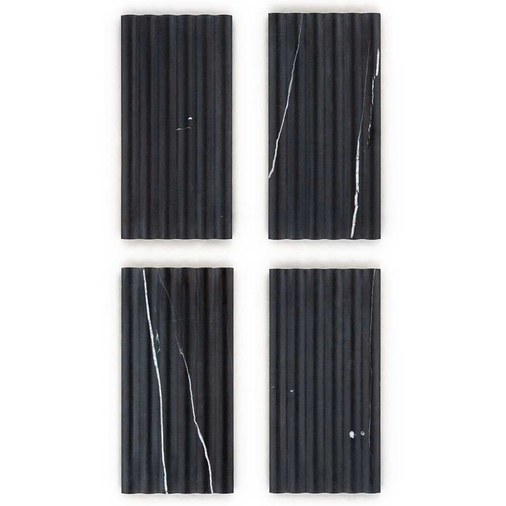 Fluted Field Tile 6" x 12" 6" x 12" Nero Marquina Straight Shot