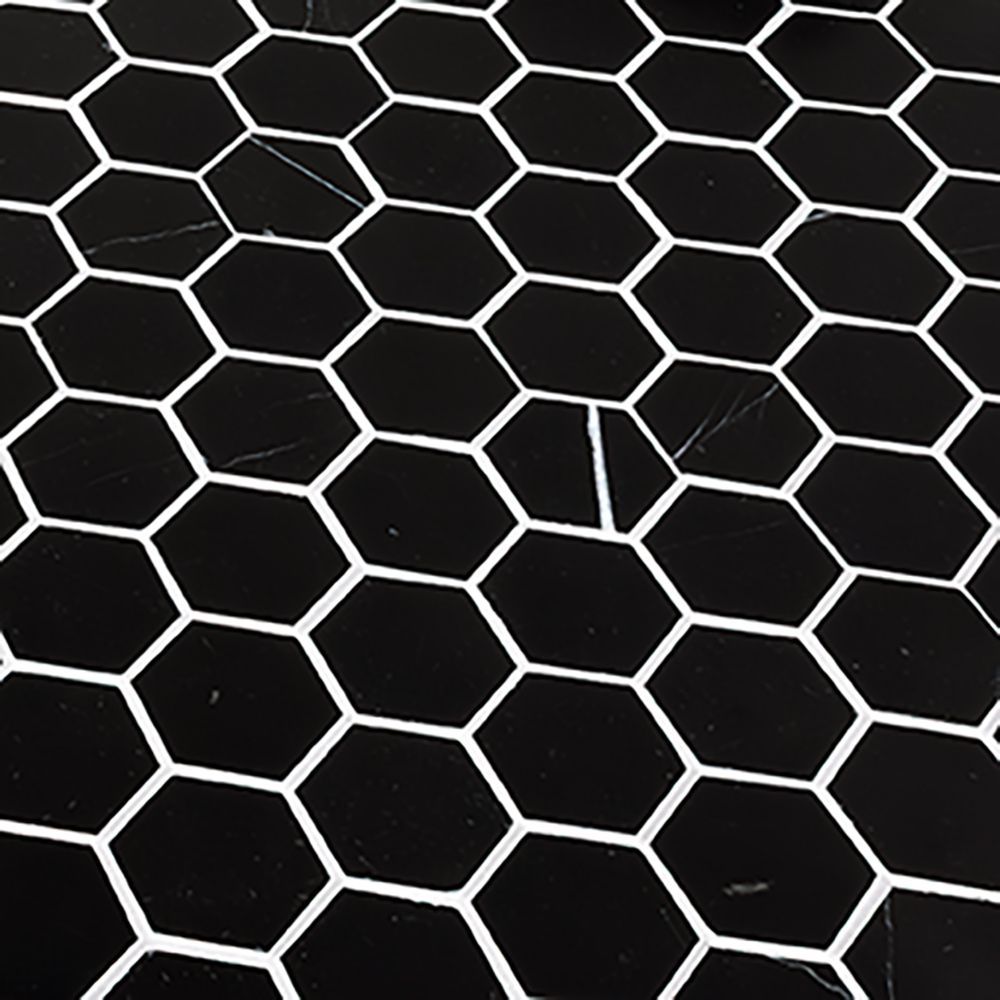 2" Hexagon Mosaic 9.375" x 10.75" Nero Marquina Straight Shot