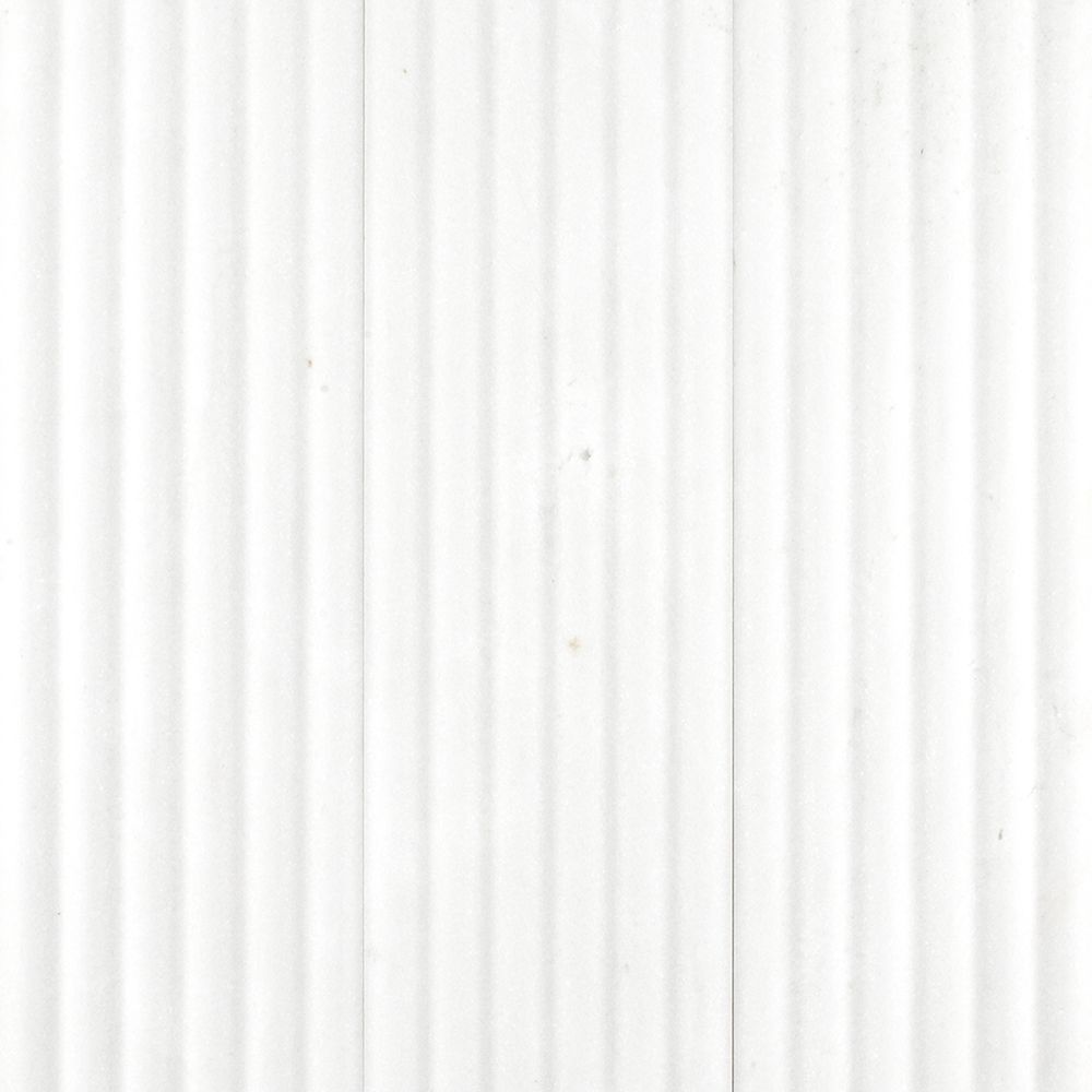 Fluted Field Tile 6" x 24" 6" x 24" Thassos Straight Shot