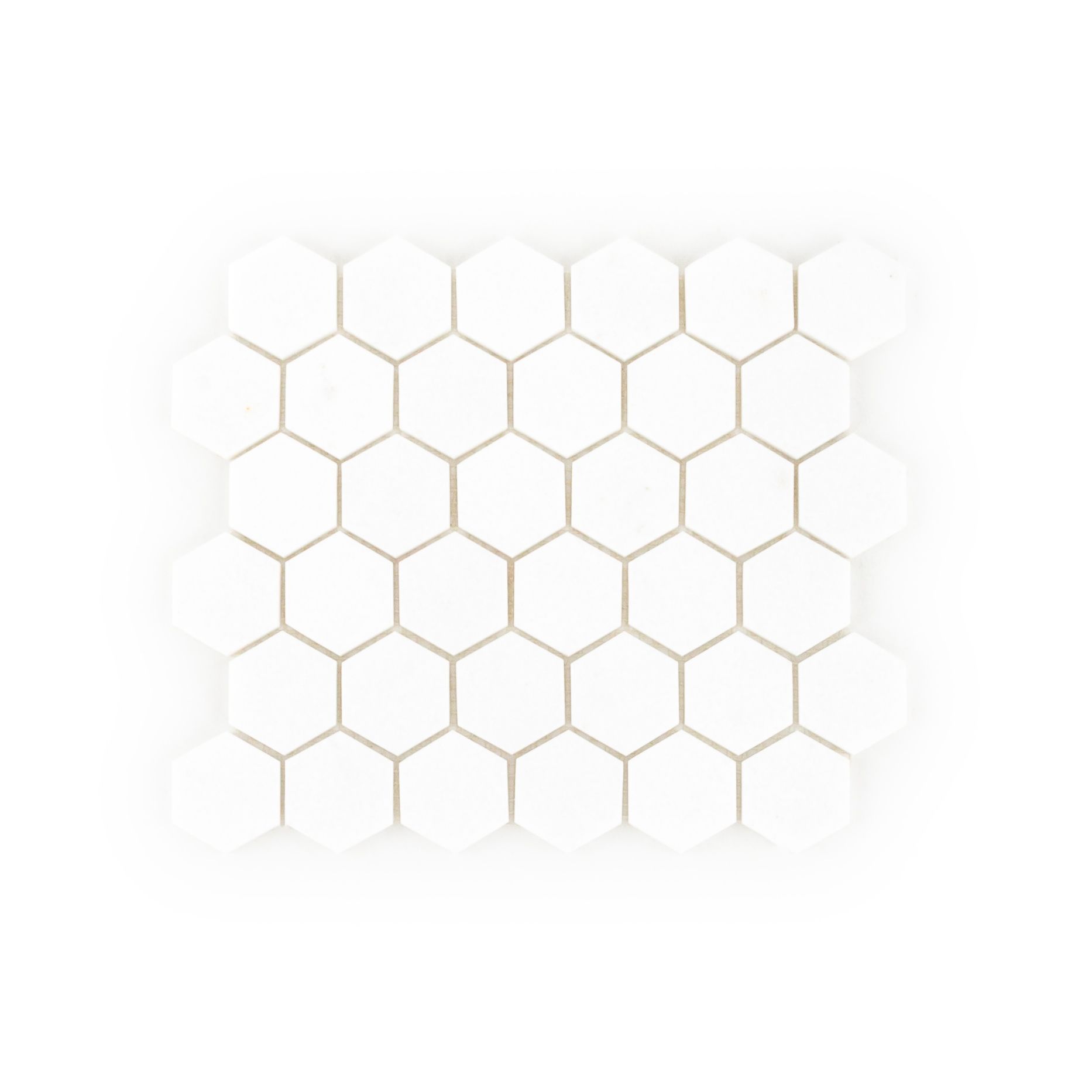 2" Hexagon Mosaic 9.375" x 10.75" Thassos Straight Shot