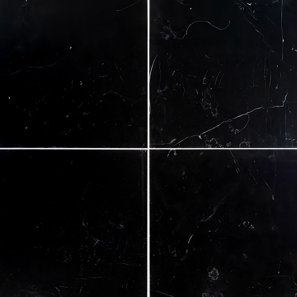 Field Tile 12" x 12" 12" x 12" Polished Nero Marquina Straight Shot