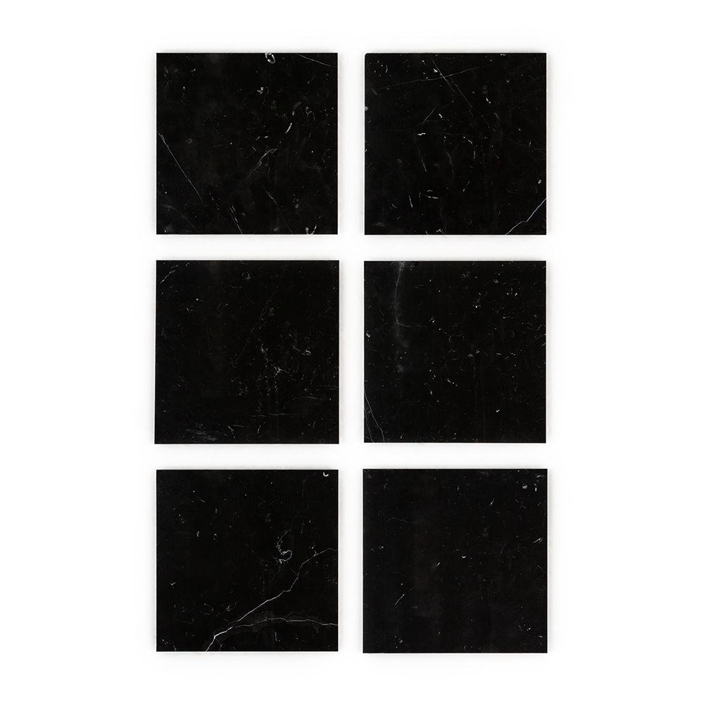 Field Tile 12" x 12" 12" x 12" Polished Nero Marquina Straight Shot