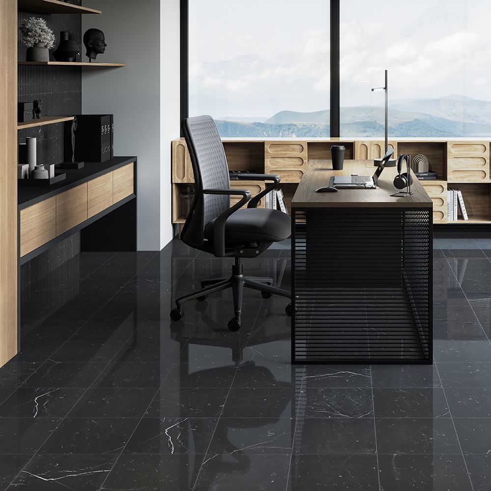 Fluted Field Tile 6" x 12" 6" x 12" Nero Marquina Straight Shot