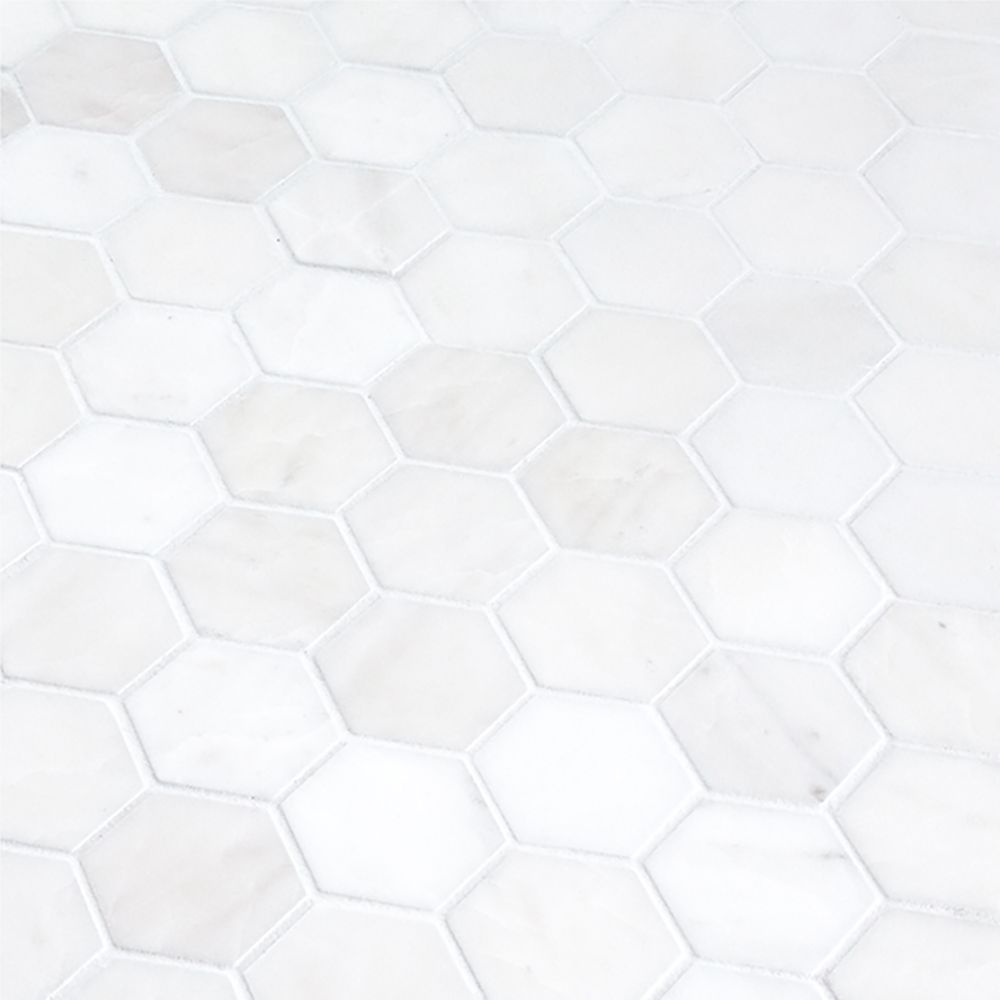 2" Hexagon Mosaic 9.375" x 10.75" Dolomite Straight Shot