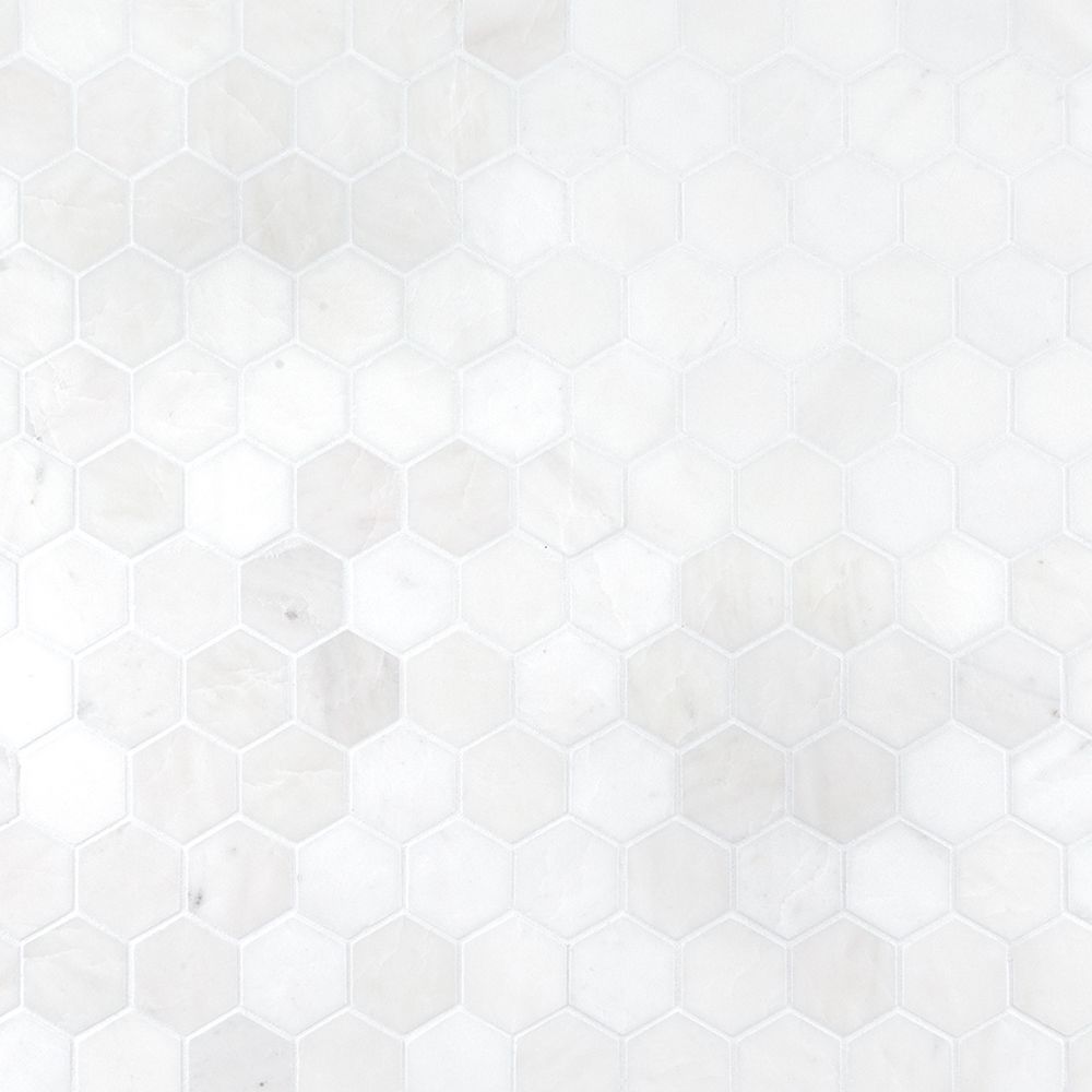 2" Hexagon Mosaic 9.375" x 10.75" Dolomite Straight Shot